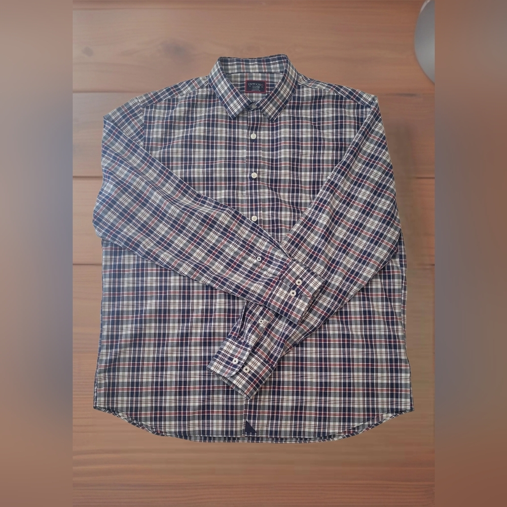Untuckit Plaid Cotton Button Up Dress Casual Long Sleeve Shirt Sz XL